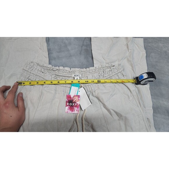 Roxy Oceanside Linen Blend Pant Women's L Stone Drawstring Beach Pants NWT - Picture 11 of 11